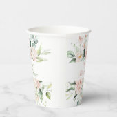 Elegante Roze Bloemige Persoonlijke Bruidsdouche Papieren Bekers (Rechts)