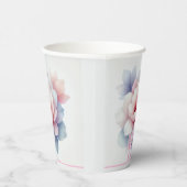 Elegante Roze Bloemige Persoonlijke Papieren Beker (Rechts)