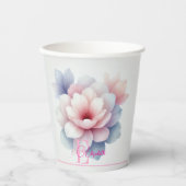 Elegante Roze Bloemige Persoonlijke Papieren Beker (Voorkant)