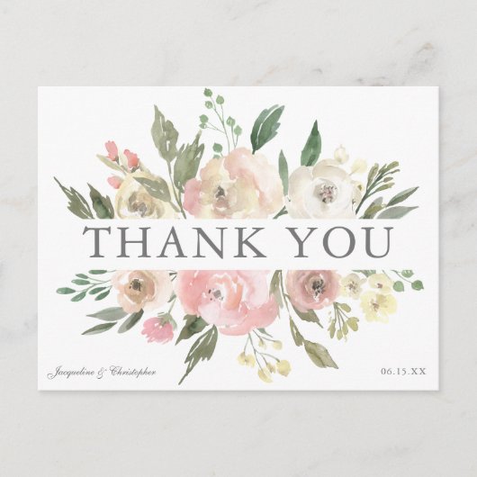 Elegante Roze Bloemige Pioen Trouwdag Briefkaart (Voorkant)