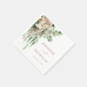 Elegante roze bloemige pioenrozen bruiloft servet (Hoek)