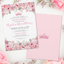 Elegante Roze Bloemige Quinceanera