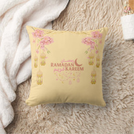 Elegante roze bloemige Ramadan Kareem lantaarnkuss Kussen