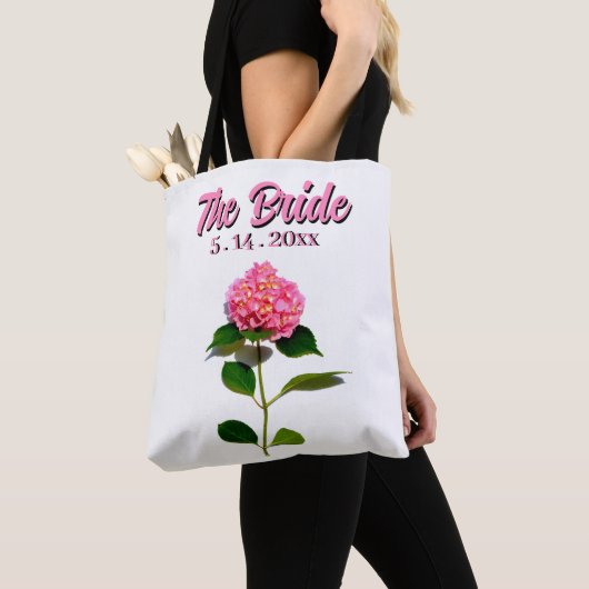 Elegante roze bloemige roze bloem roze hortensia tote bag (Dichtbij)