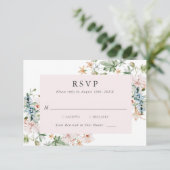 Elegante Roze Bloemige RSVP Kaart (Staand voorkant)