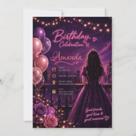 Elegante Roze Bloemige Sweet 16 Verjaardag  Kaart
