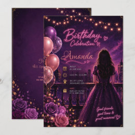 Elegante Roze Bloemige Sweet 16 Verjaardag Kaart