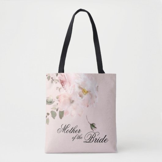 Elegante roze bloemige tote tas voor de moeder van (Voorkant)