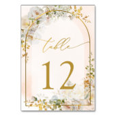 Elegante Roze Bloemige Trouw Bruids Tafel Nummer Kaart (Voorkant)