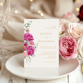 Elegante Roze Bloemige Trouw-QR-code Vet Kaart