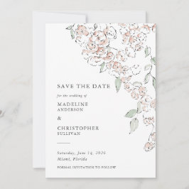Elegante Roze Bloemige Trouw Save the Date Kaart