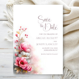 Elegante Roze Bloemige Trouw 'Save the Date' Save The Date