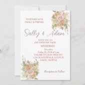 Elegante Roze Bloemige Trouw Uitnodiging (Voorkant)