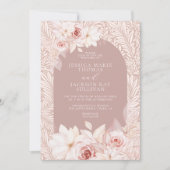 Elegante Roze Bloemige Trouw Uitnodiging (Voorkant)
