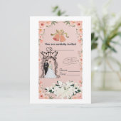 Elegante Roze Bloemige Trouw Uitnodiging Template (Staand voorkant)