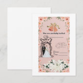Elegante Roze Bloemige Trouw Uitnodiging Template (Voorkant / Achterkant)