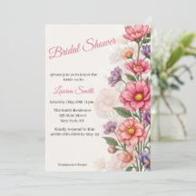 Elegante Roze Bloemige Trouwfeest Uitnodiging