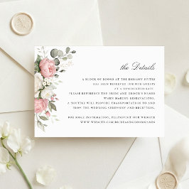 Elegante Roze Bloemige Trouwkaart Details Kaart