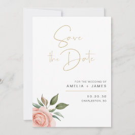 Elegante Roze Bloemige Trouwkaart 'Save the Date' Save The Date