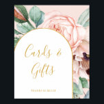 Elegante Roze Bloemige Tuin Pastel Kaarten En Cade Poster<br><div class="desc">Deze elegante roze bloementuin pastelkaarten en geschenkbord is perfect voor je boho, roze lente botanische bruiloft. Het ontwerp bevat een gouden folie lijst vergezeld van een eenvoudige waterverf perzik champagne roos, minimalistische salie groene eucalyptus groen, en een moderne unieke neutrale, koraal klaproos wilde bloem. Het ontwerp is een van luxe,...</div>