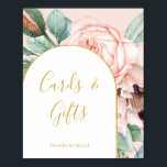 Elegante Roze Bloemige Tuin Pastel Kaarten En Cade Poster<br><div class="desc">Deze elegante roze bloementuin pastelkaarten en geschenkbord is perfect voor je boho, roze lente botanische bruiloft. Het ontwerp bevat een gouden folie lijst vergezeld van een eenvoudige waterverf perzik champagne roos, minimalistische salie groene eucalyptus groen, en een moderne unieke neutrale, koraal klaproos wilde bloem. Het ontwerp is een van luxe,...</div>