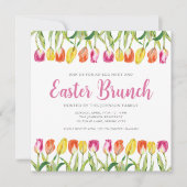 Elegante Roze Bloemige Tulp Pasen Brunch Kaart (Voorkant)