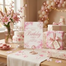 Elegante roze bloemige verjaardagsuitnodiging
