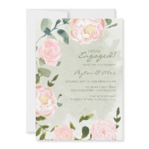 Elegante Roze Bloemige Verlovingsuitnodiging