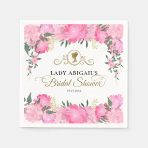 Elegante Roze Bloemige Victoriaanse Bruiloftsdouch Servet