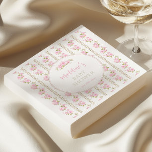Elegante Roze Bloemige Vintage Servet