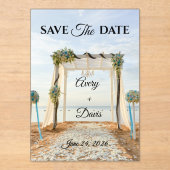 Elegante Roze Bloemige Volledig Bewerkbare Bewaar  Acryl Uitnodigingen (Voorkant)