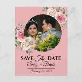 Elegante Roze Bloemige Volledig Bewerkbare Save th Uitnodiging Briefkaart