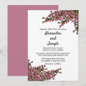 Elegante Roze Bloemige Watercolor Botanische Trouw Aankondiging (Voorkant / Achterkant)