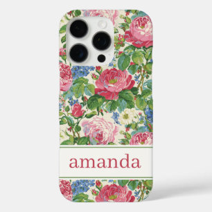 Elegante Roze Bloemige Watercolor Persoonlijk iPhone 16 Pro Hoesje