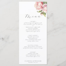 Elegante Roze Bloemige Watercolor Script Bruiloft Menu