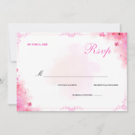 Elegante Roze Bloemige Waterverf Klassieke RSVP Ka Kaart