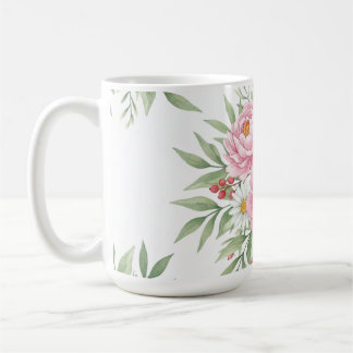 Elegante Roze Bloemige Waterverf Koffiemok"  Koffiemok