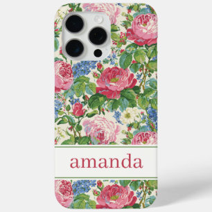 Elegante Roze Bloemige Waterverf Persoonlijk iPhone 15 Pro Max Hoesje