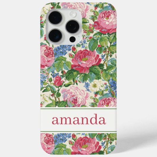 Elegante Roze Bloemige Waterverf Persoonlijk Case-Mate iPhone Case (Achterkant)