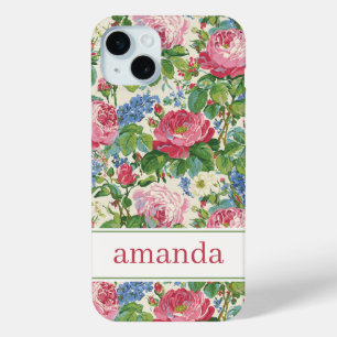 Elegante Roze Bloemige Waterverf Persoonlijk iPhone 15 Mini Hoesje