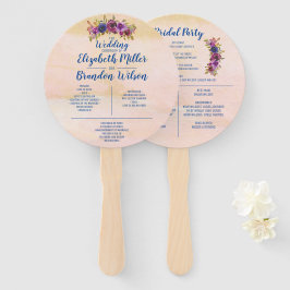 Elegante Roze Bloemige Waterverf Trouw Handwaaier