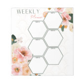 Elegante Roze Bloemige Weekplanner Notitieblok (Voorkant)