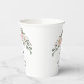 Elegante roze bloemige wegwerp cup met eigen naam papieren bekers (Links)