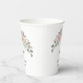 Elegante roze bloemige wegwerp cup met eigen naam papieren bekers (Rechts)