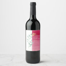Elegante Roze bloemige wijnetiketten
