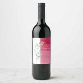 Elegante Roze bloemige wijnetiketten Wijn Etiket