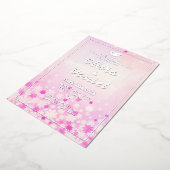 Elegante Roze Bloemige Zilveren Folie Uitnodiging (Gedraaid)