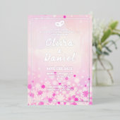 Elegante Roze Bloemige Zilveren Folie Uitnodiging (Staand Voorkant)