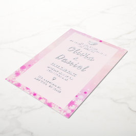 Elegante Roze Bloemige Zilveren Folie Uitnodiging