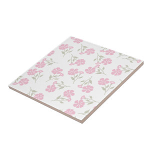 Elegante roze bloempatroon keramiek tegel voor thu tegeltje